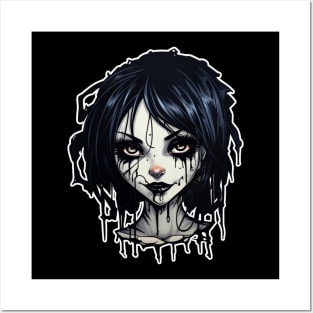 Scary Jester Goth Girl Posters and Art